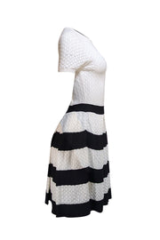 Red Valentino - White & Black Knit Mini Dress Sz S - Current Boutique