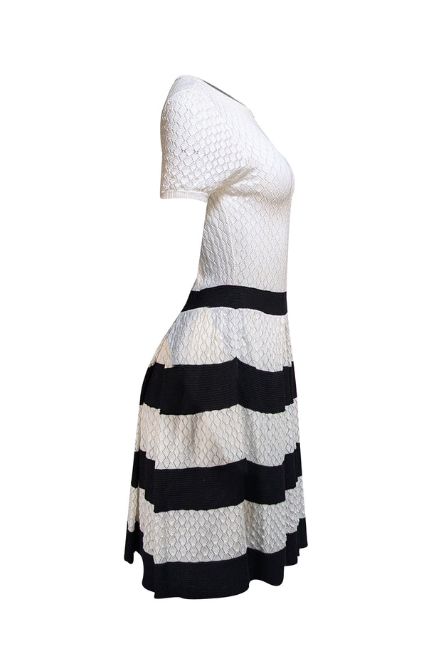 Red Valentino - White & Black Knit Mini Dress Sz S - Current Boutique