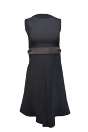 Red Valentino - Black Sleeveless Dress w/ Silver Studded Built In Belt Sz 2 - Current Boutique