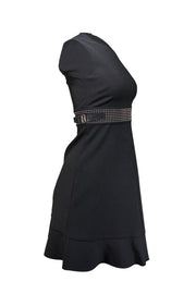 Red Valentino - Black Sleeveless Dress w/ Silver Studded Built In Belt Sz 2 - Current Boutique