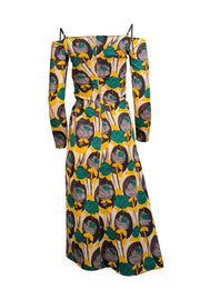 Sportmax - White, Yellow, Green, & Black Floral Multi Dress Sz S - Current Boutique