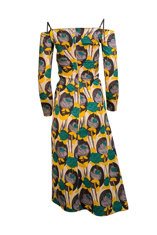 Sportmax - White, Yellow, Green, & Black Floral Multi Dress Sz S - Current Boutique