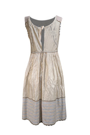 Philosophy di Alberta Ferretti - Khaki Cotton Print Embellished Mini Dress Sz 8 - Current Boutique