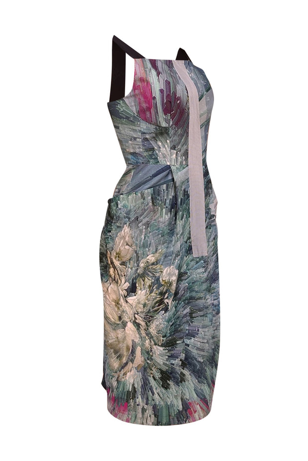 Sportmax - Blue, Green, & Purple Abstract Print Sleeveless Dress Sz M - Current Boutique
