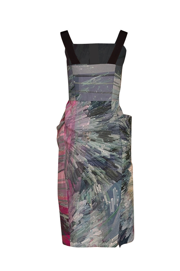 Sportmax - Blue, Green, & Purple Abstract Print Sleeveless Dress Sz M - Current Boutique