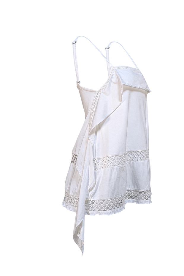Dorothee Schumacher - White Eyelet Trim Tie detail Tank Sz 2 - Current Boutique