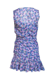 Veronica Beard - Lilac, Blue, & White Floral Print Silk Mini Dress Sz 4 - Current Boutique