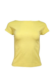 Akris Punto - Chartreuse Cap Sleeve Top w/ Scoop Back Detail Sz 6 - Current Boutique