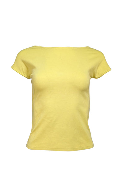 Akris Punto - Chartreuse Cap Sleeve Top w/ Scoop Back Detail Sz 6 - Current Boutique