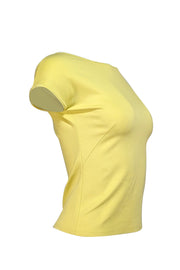 Akris Punto - Chartreuse Cap Sleeve Top w/ Scoop Back Detail Sz 6 - Current Boutique
