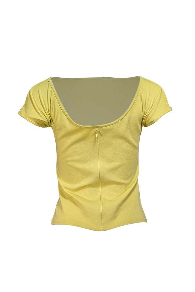 Akris Punto - Chartreuse Cap Sleeve Top w/ Scoop Back Detail Sz 6 - Current Boutique