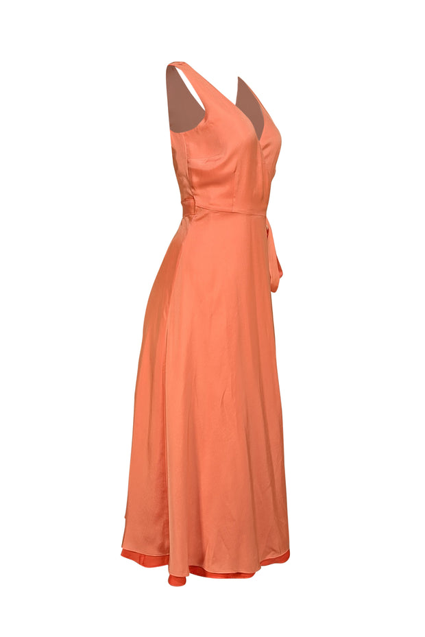 Derek Lam - Sunset Sherbet Orange Sleeveless Wrap Dress Sz 00 - Current Boutique