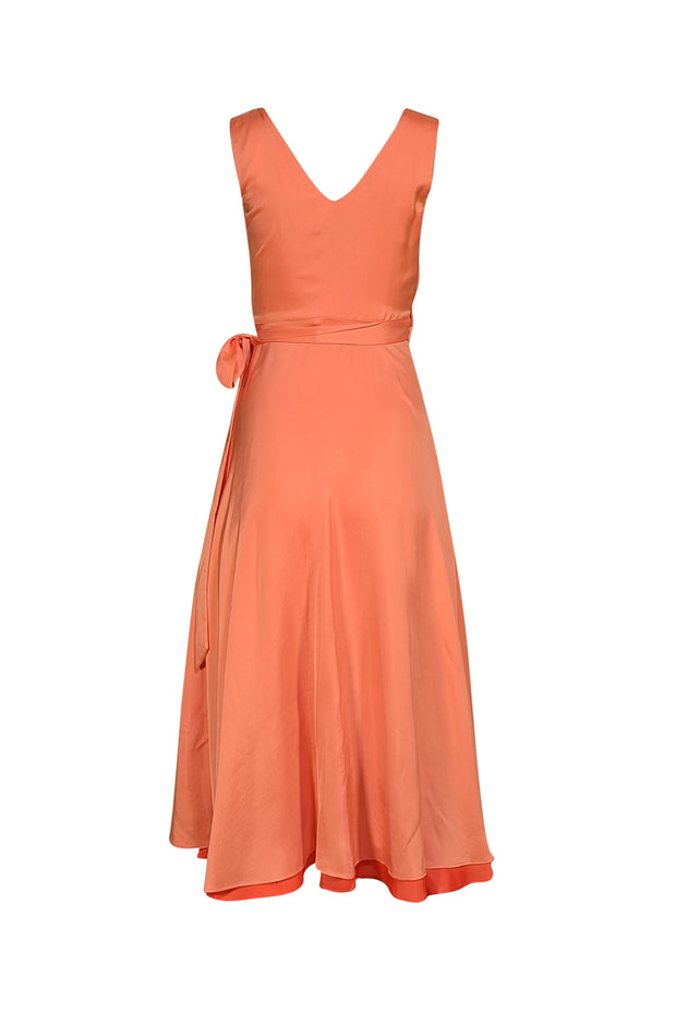 Derek Lam - Sunset Sherbet Orange Sleeveless Wrap Dress Sz 00 - Current Boutique
