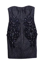 Carolina Herrera - Black Metallic Dot & Embellished Strapless Dress Sz 2 - Current Boutique