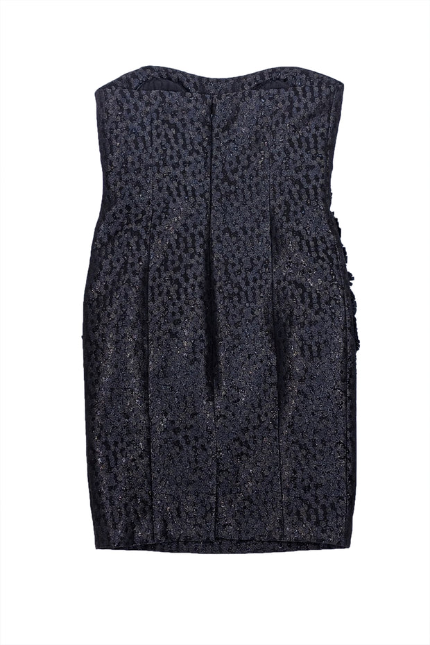 Carolina Herrera - Black Metallic Dot & Embellished Strapless Dress Sz 2 - Current Boutique