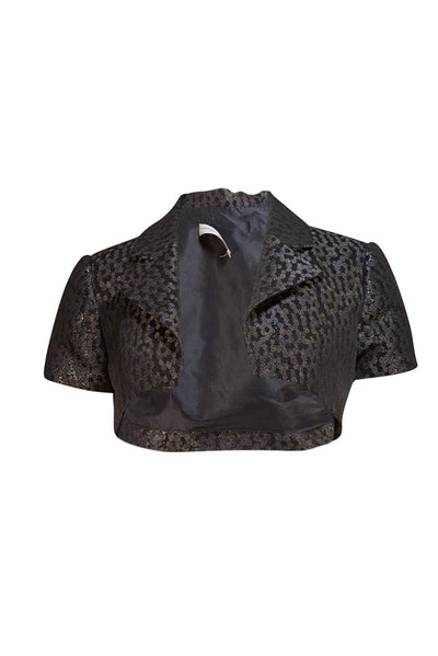 Carolina Herrera - Black Metallic Dot Cropped Bolero Jacket Sz 2 - Current Boutique
