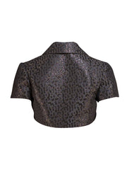 Carolina Herrera - Black Metallic Dot Cropped Bolero Jacket Sz 2 - Current Boutique