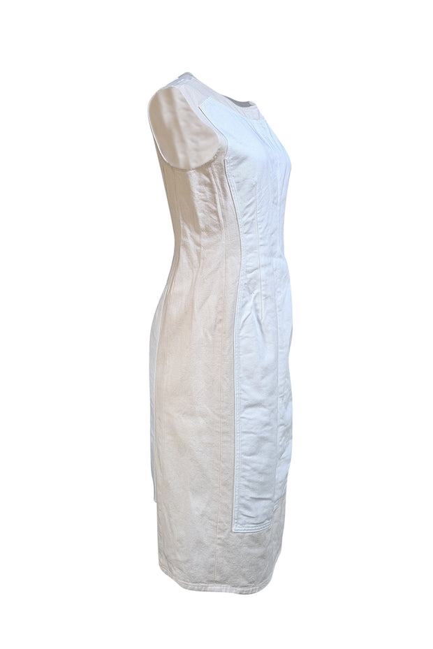 SportMax - White & Beige "Yang" Midi Dress Sz 10 - Current Boutique