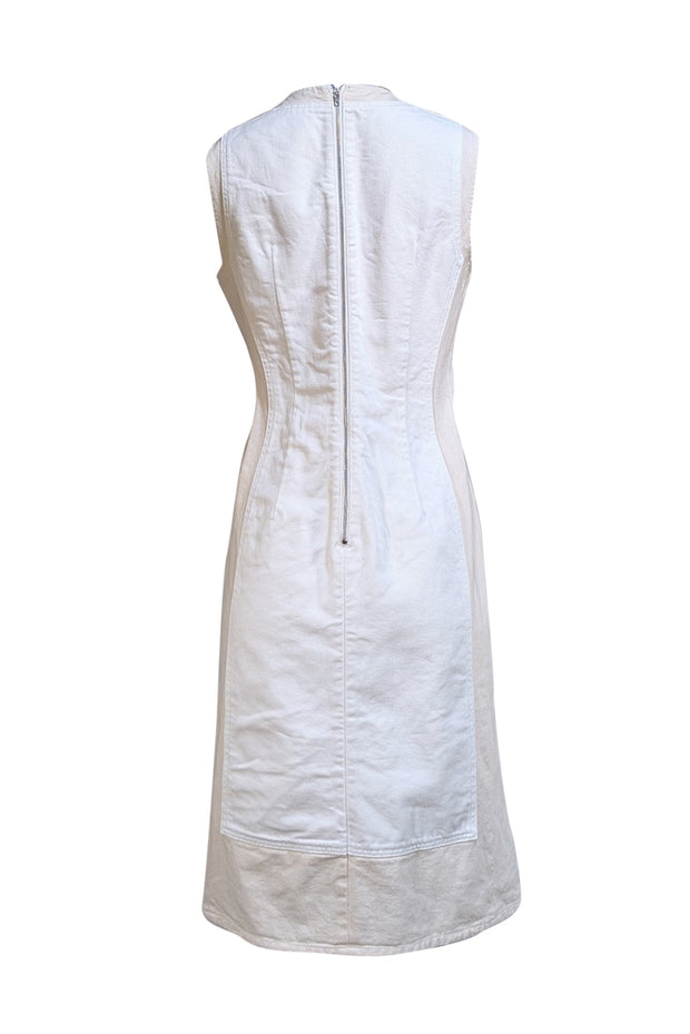 SportMax - White & Beige "Yang" Midi Dress Sz 10 - Current Boutique