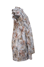Sea NY - Beige, White, & Black Leopard Print Smocked Dress Sz XS