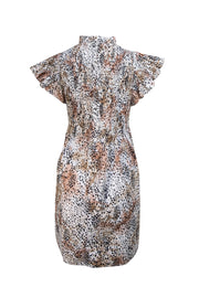 Sea NY - Beige, White, & Black Leopard Print Smocked Dress Sz XS