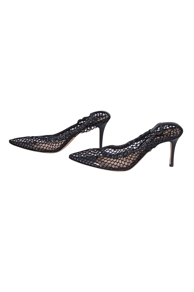 Gianvito Rossi - Black Leather & Net Alisia Pumps Sz 9