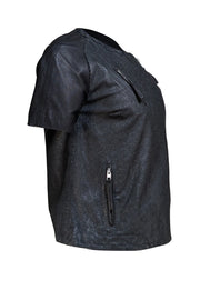All Saints - Black Leather Short Sleeve Jacket Sz 6
