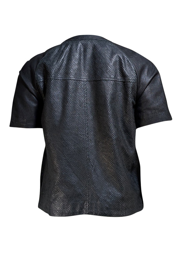 All Saints - Black Leather Short Sleeve Jacket Sz 6