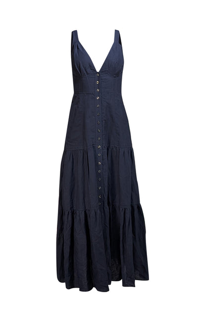 A.L.C. - Navy Sleeveless Button Front Maxi Dress Sz 4