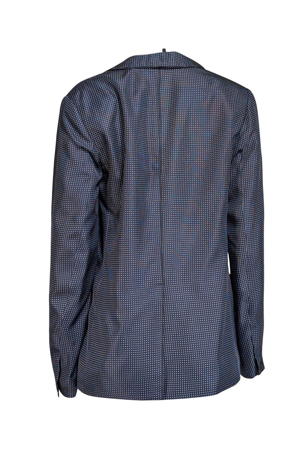 Rag & Bone - Navy w/ White Micro Dot Print Silk Blazer Sz 10 - Current Boutique