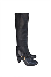 Chloe - Black Leather Tall Boots Sz 9 - Current Boutique