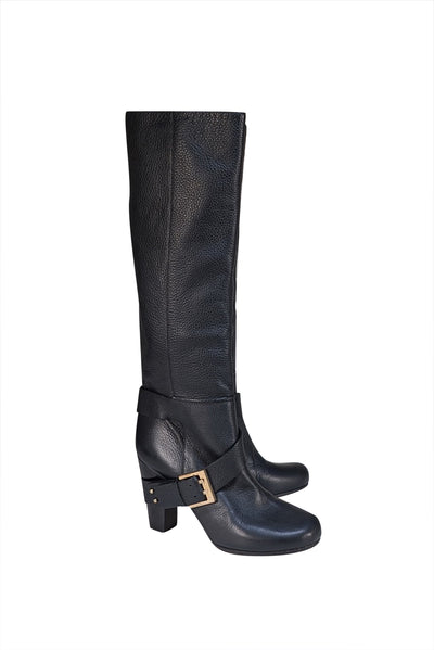 Chloe - Black Leather Tall Boots Sz 9 - Current Boutique