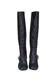 Chloe - Black Leather Tall Boots Sz 9 - Current Boutique