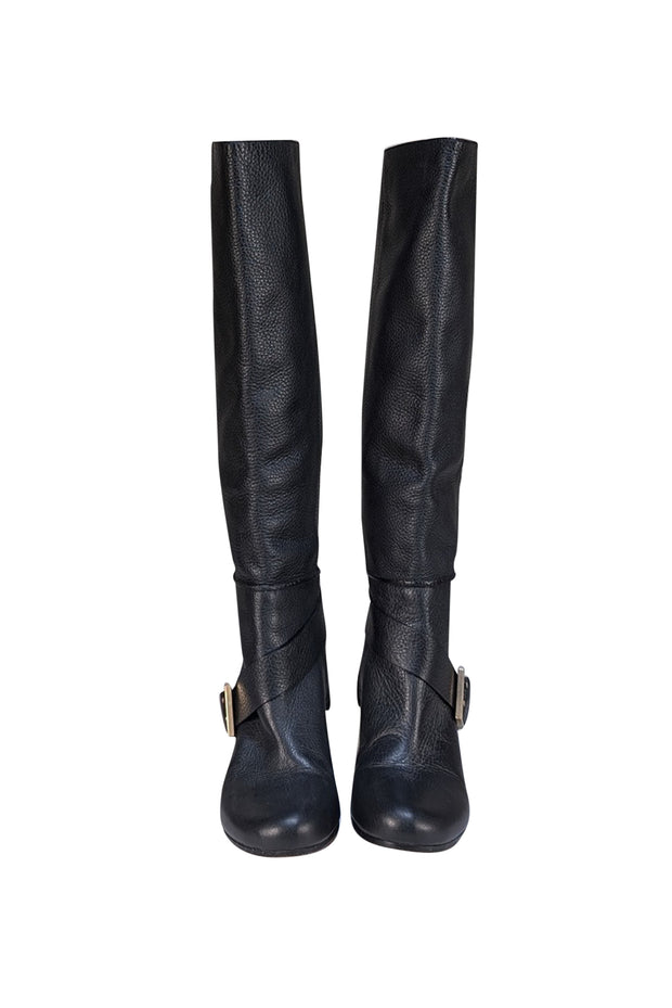 Chloe - Black Leather Tall Boots Sz 9 - Current Boutique