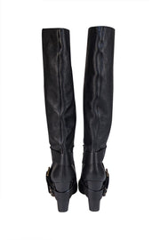 Chloe - Black Leather Tall Boots Sz 9 - Current Boutique