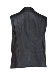 Vince - Black Leather Moto Zipper Vest Sz M - Current Boutique