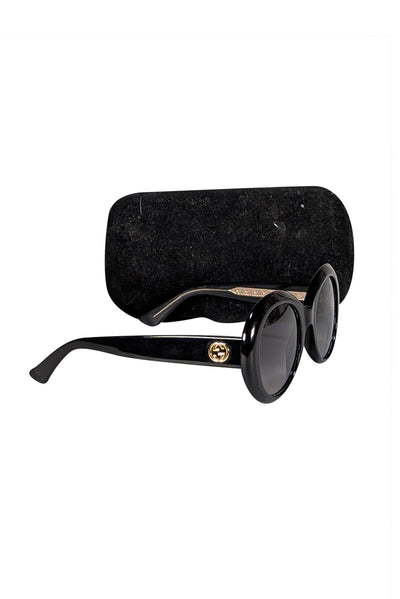Gucci - Black Large Round Sunglasses - Current Boutique