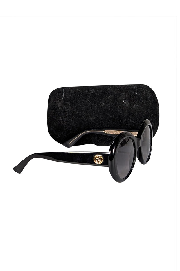 Gucci - Black Large Round Sunglasses - Current Boutique