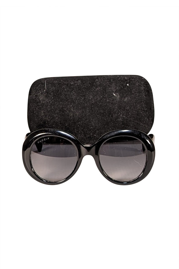 Gucci - Black Large Round Sunglasses - Current Boutique