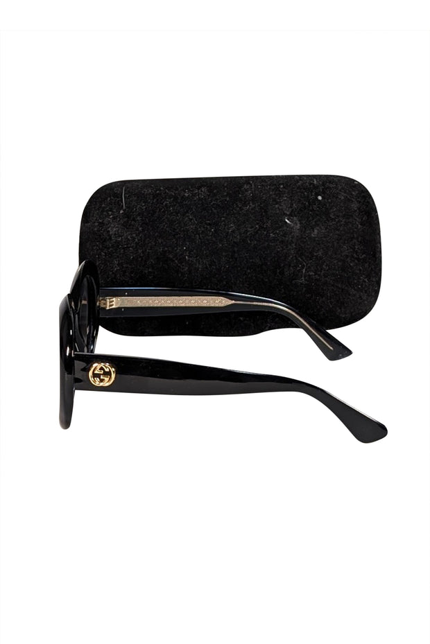 Gucci - Black Large Round Sunglasses - Current Boutique