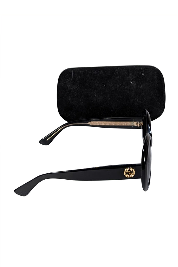 Gucci - Black Large Round Sunglasses - Current Boutique
