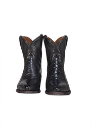 Frye - Black Embossed Leather "Billy" Short Boots Sz 6.5 - Current Boutique