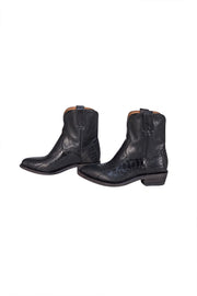 Frye - Black Embossed Leather "Billy" Short Boots Sz 6.5 - Current Boutique