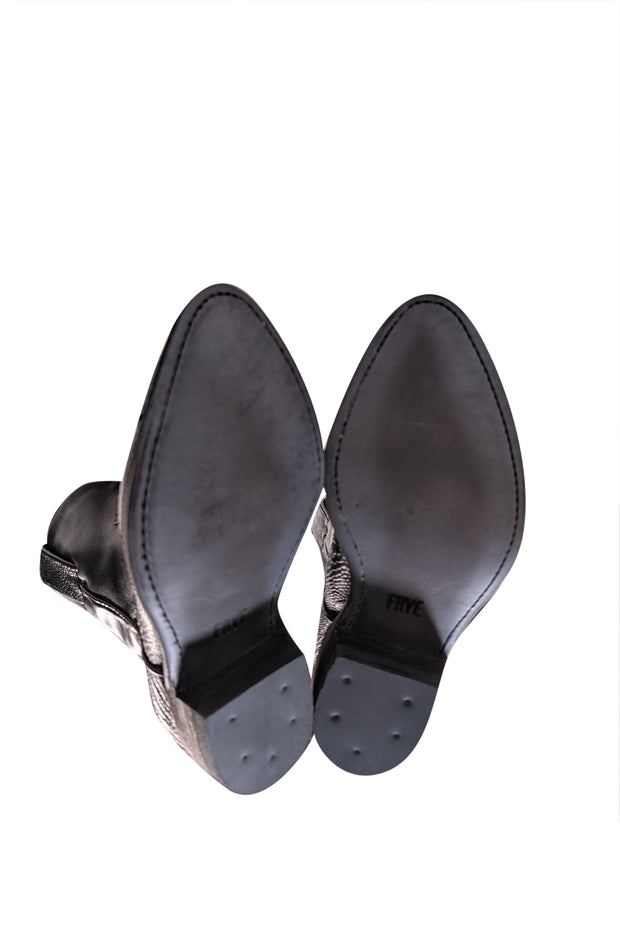 Frye - Black Embossed Leather "Billy" Short Boots Sz 6.5 - Current Boutique