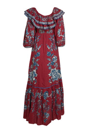 Farm Rio - Dark Red & Blue Print Maxi Dress Sz XS