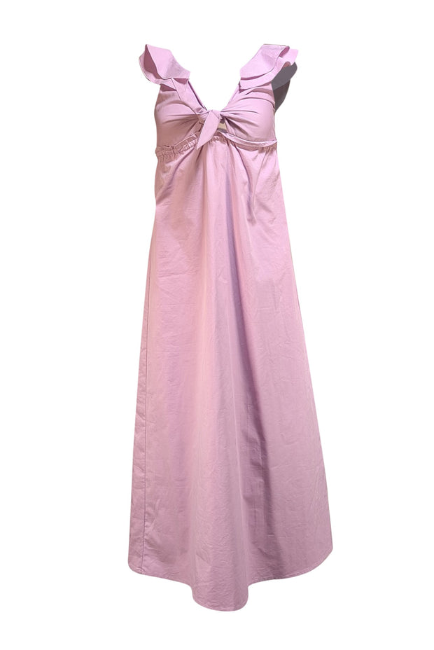 Drew - Lavender Babydoll Tie Bodice w/ Ruffle Shoulders Midi Dress Sz XS - Current Boutique
