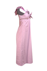 Drew - Lavender Babydoll Tie Bodice w/ Ruffle Shoulders Midi Dress Sz XS - Current Boutique