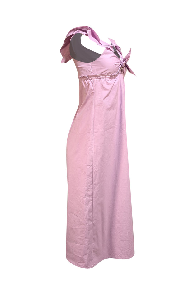 Drew - Lavender Babydoll Tie Bodice w/ Ruffle Shoulders Midi Dress Sz XS - Current Boutique