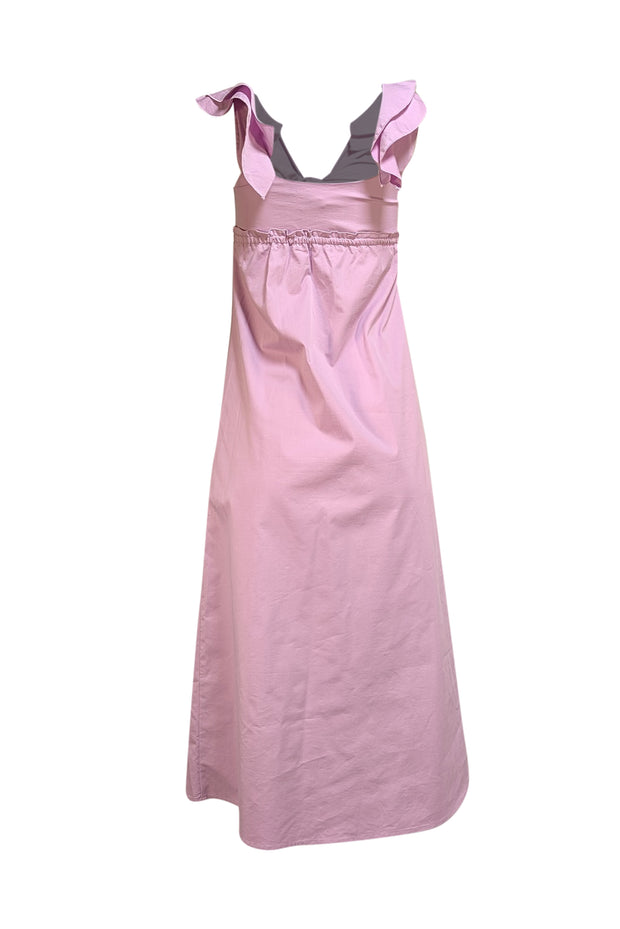 Drew - Lavender Babydoll Tie Bodice w/ Ruffle Shoulders Midi Dress Sz XS - Current Boutique