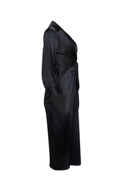 Theory - Black "Twist in Satin" Midi Dress Sz 4 - Current Boutique